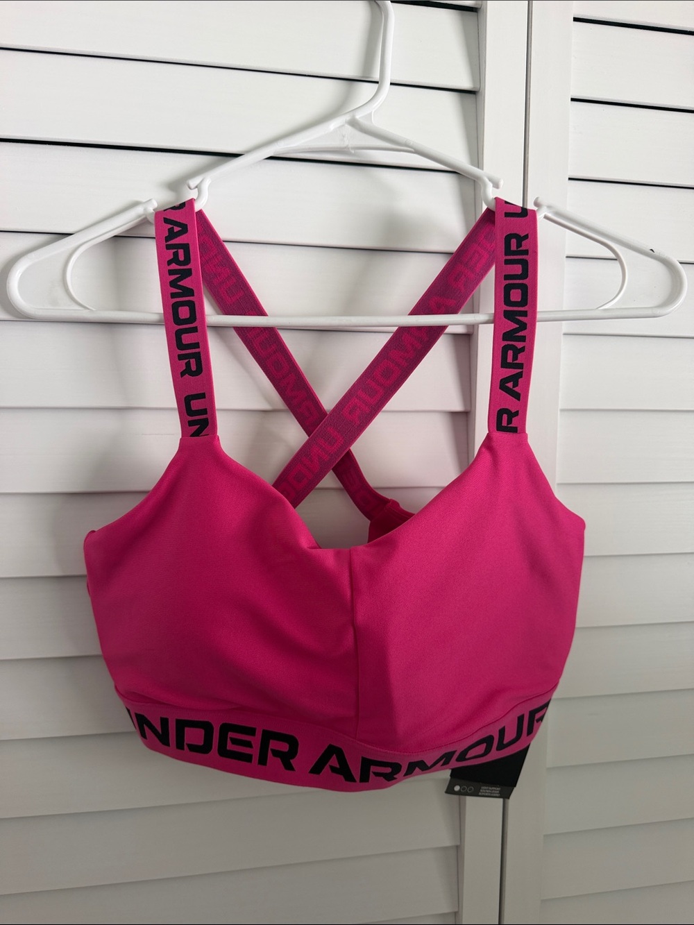 Under Armour Hot Pink Crossback Sports Bra with Branded Straps